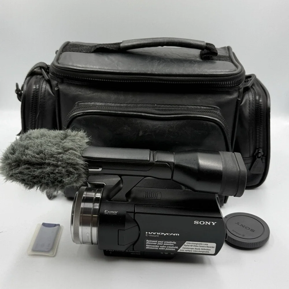 Sony NEX-VG10 HD Handycam E-Mount Camcorder 16mm Lens Tested Battery Case Chrgr